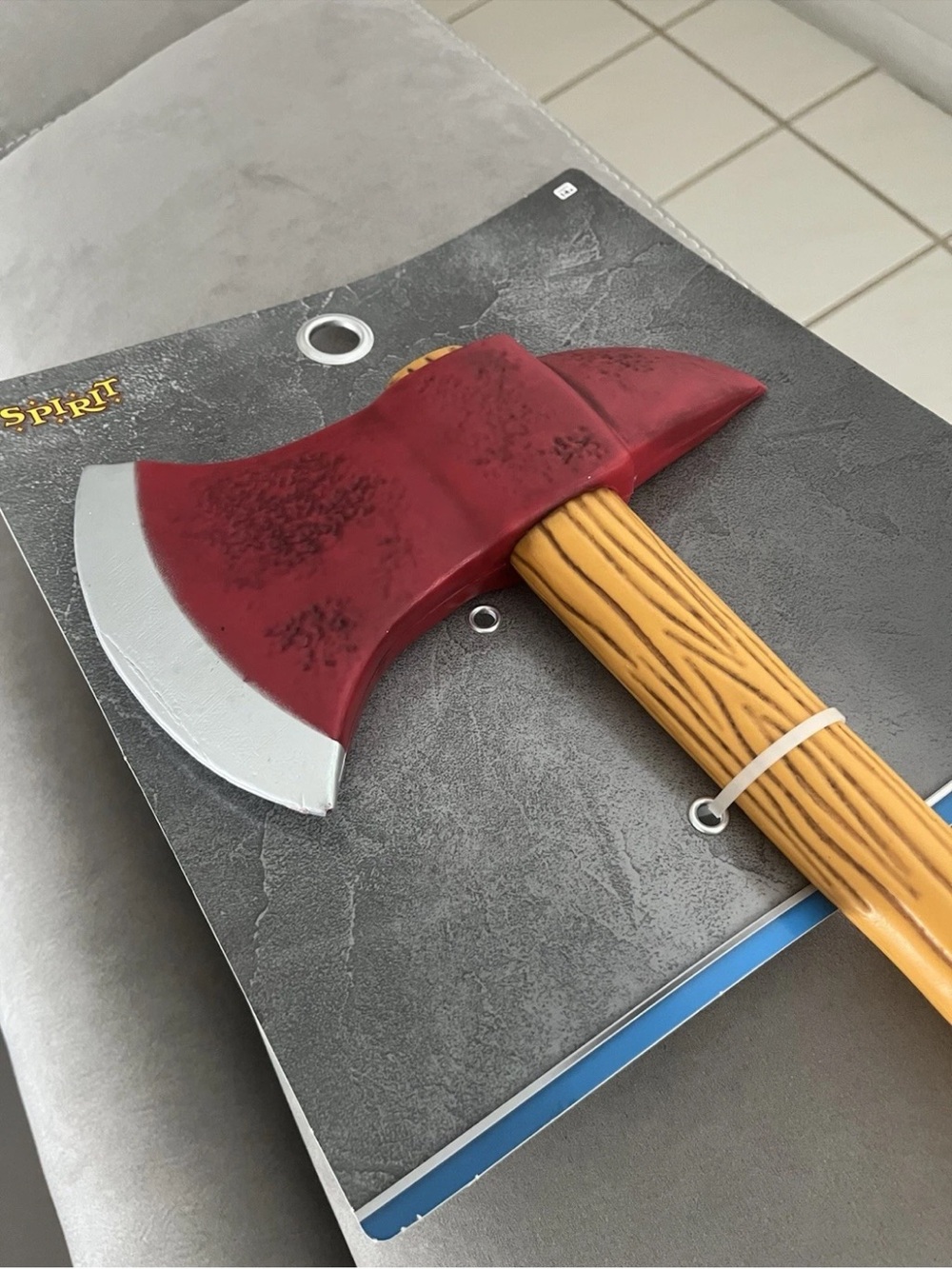 Spirit Red and Wood-Effect Costume Axe